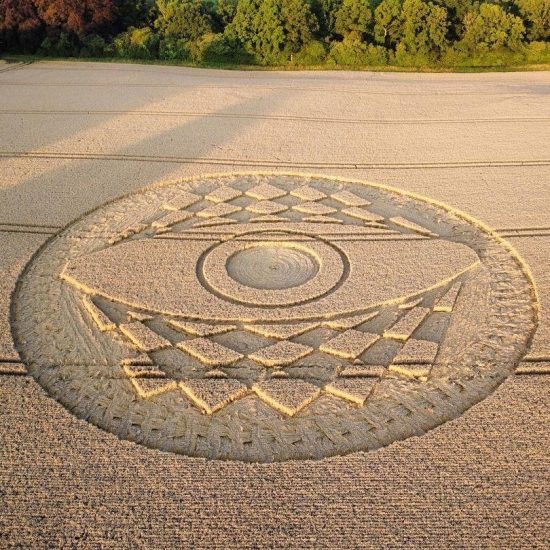 Crop Circle – Kitt’s Lane, Near West Meon, Hampshire, UKClick for Location: 51°02’15.4″N 1°05’24.6″W (July 30, 2023)